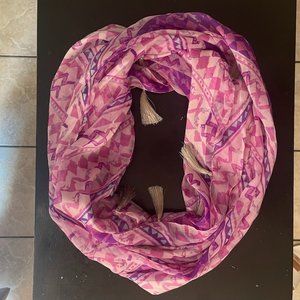 Apt 9 Purple Abstract Infinity/Loop Scarf with Silver Tassels